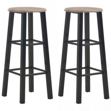 Scaune de bar, 2 buc., negru, MDF