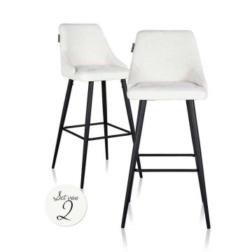 Set 2 scaune de bar tapitat cu Stofa Alb cu picioare din Metal Negru H109xL50xA57cm Brooke Richmond Interiors