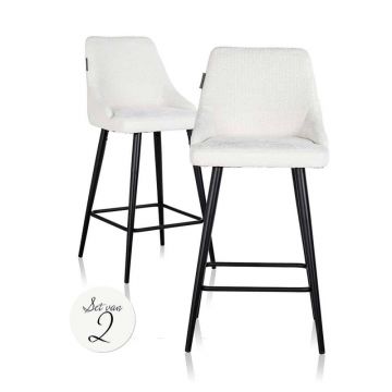 Set 2 scaune de insula tapitat cu Stofa Alb cu picioare din Metal Negru H98xL48xA56cm Brooke Richmond Interiors