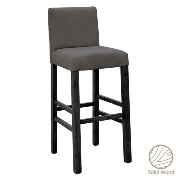Scaun de bar Bari cu material textil antracit - picioare din lemn negru Scaun de bar Bari cu material textil antracit - picioare din lemn negru