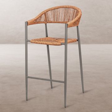Scaun de bar de grădină gri/maro din metal Neska – LDK Garden