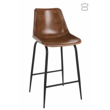 Scaun de bar din piele met