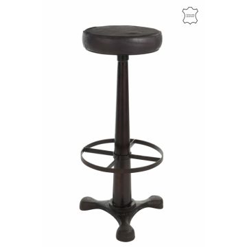 Scaun de bar din piele met