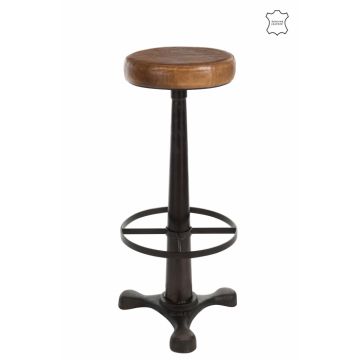 Scaun de bar din piele met
