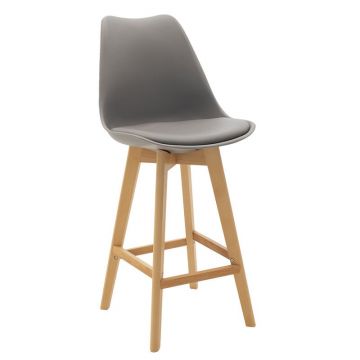 Scaun de bar Gaston plastic - piele ecologica gri