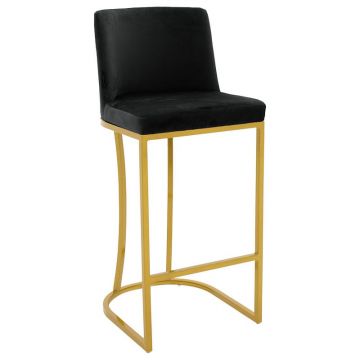 Scaun de bar Imppartial picioare metalice aurii - negru catifea