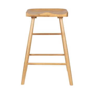 Scaun de bar în culoare naturală din lemn masiv de stejar 64 cm Vander – White Label Scaun de bar în culoare naturală din lemn masiv de stejar 64 cm Vander – White Label