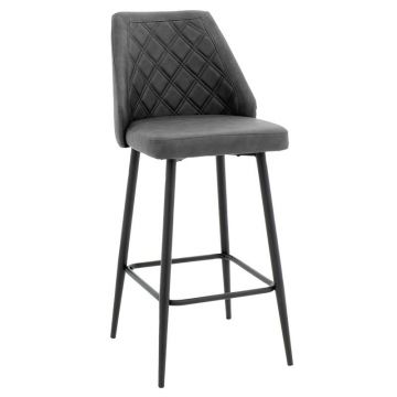Scaun de bar Inflame inaltime piele ecologica antracit - metal negru