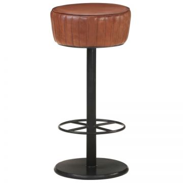 Scaun de bar, maro, piele naturală Scaun de bar, maro, piele naturală