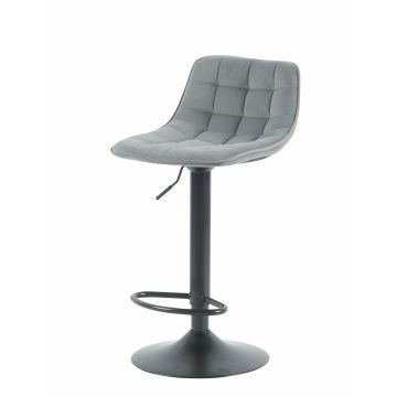 Scaun de Bar Mercy, 42.5x44x82.4-104 cm, Catifea, Gri