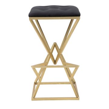 Scaun de bar negru/auriu din catifea 75 cm Piramid – Mauro Ferretti