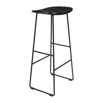 Scaun de bar negru din lemn de tec (înălțime șezut 76 cm) Tangle – White Label