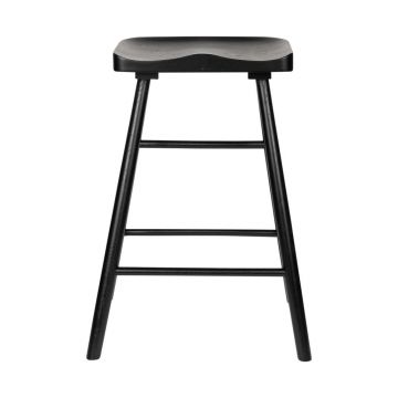Scaun de bar negru din lemn masiv de stejar 64 cm Vander – White Label Scaun de bar negru din lemn masiv de stejar 64 cm Vander – White Label