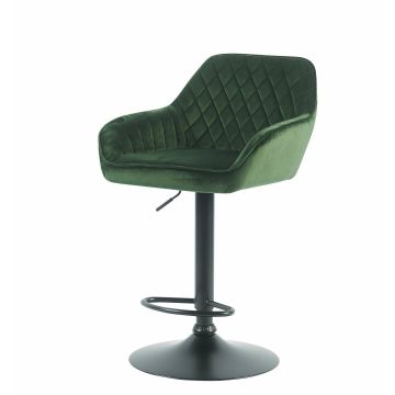 Scaun de Bar Ponte, 55x54x91.5-113 cm, Catifea, Verde