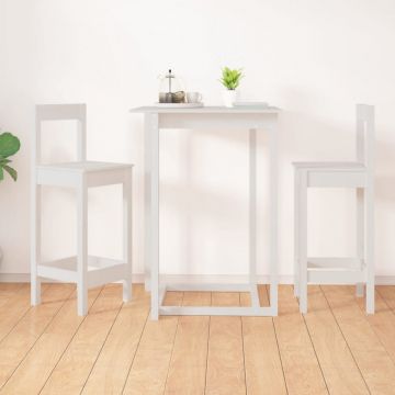 Scaune de bar, 2 buc., alb, 40x41,5x112 cm, lemn masiv de pin