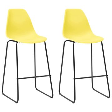 Scaune de bar 2 buc. galben plastic