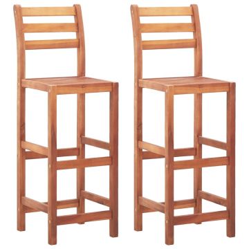 Scaune de bar 2 buc. lemn masiv de acacia