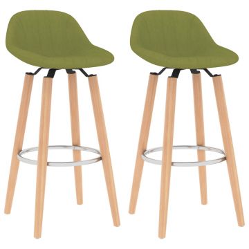 Scaune de bar 2 buc. verde material textil