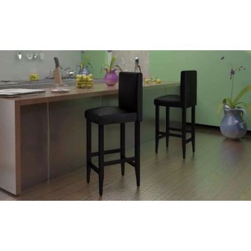 Scaune de bar 6 buc. negru piele ecologică