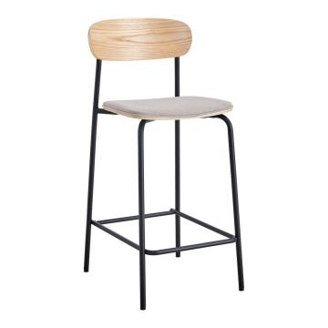 Scaune de bar negre/taupe 2 buc. (înălțime șezut 66 cm) Adriana – Marckeric