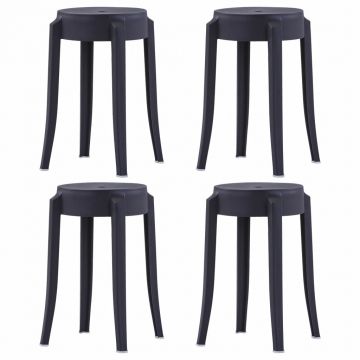 Scaune stivuibile 4 buc. negru plastic