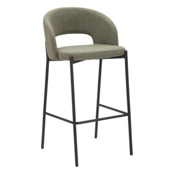 Set 2 scaune de bar Helsinki, Lemn Metal Fibre sintetice, Verde Negru, 99x50x52 cm