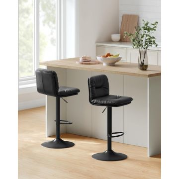 Set 2 scaune de bar, inaltime ajustabila, Model Hallie, Negru, 41x17x110 cm