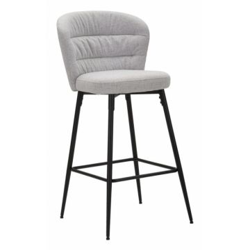 Set 2 scaune de bar Losanna, Lemn Metal Fibre sintetice, Gri Negru, 108x52x59 cm