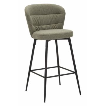 Set 2 scaune de bar Losanna, Lemn Metal Fibre sintetice, Verde Negru, 108x52x59 cm