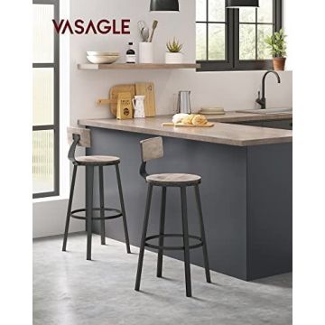 Set 2 scaune de bar Model Crosby, Negru/Alb fildes, 54x54x99 cm