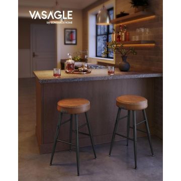 Set 2 scaune de bar Model Emberly, Coniac/Negru, 49.5x49.5x63 cm