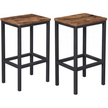Set 2 scaune de bar Model Spencer, Maro rustic/ Negru, 40x30x65 cm