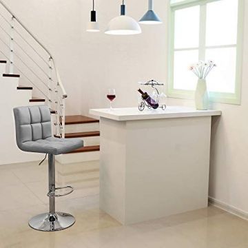 Set 2 scaune de bar, Songmics, Gri, 38x44.5x(95-115) cm