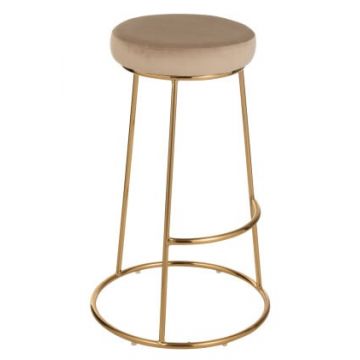Set 2 scaune, Fibre sintetice Metal, Bej Auriu, 73.5x47 34x47 34 cm