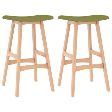 Taburete de bar 2 buc. verde material textil