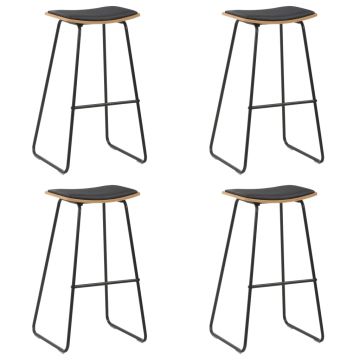 Taburete de bar 4 buc. negru piele ecologică