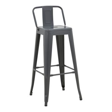 Scaun alt cu spatar Utopia metal, antracit, 42x42x97 cm