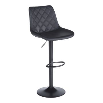 Scaun bar ajustabil Libra, Metal, Negru, 49x55x115 cm