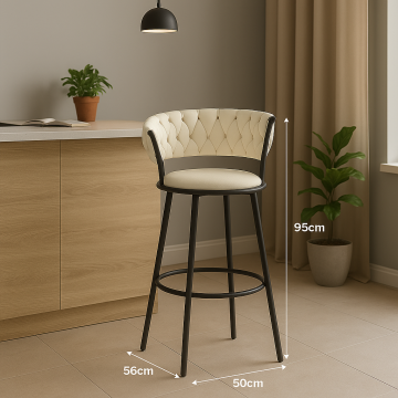 Scaun bar Alkia, Bej, 50x56x95 cm