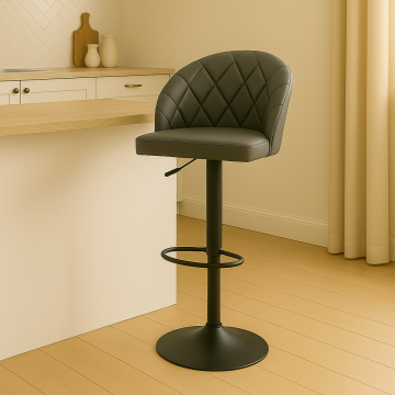 Scaun bar Balina, inaltime ajustabila, negru, 52x53x89 cm