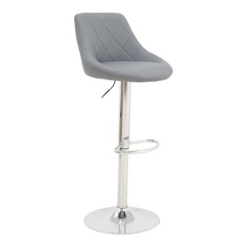 Scaun bar Boronez inaltime ajustabila piele ecologica PU gri si baza cromata 47x49x112 cm