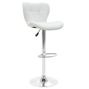 Scaun bar Coozy metal, reglabil pe inaltime, 47x45x90 cm - Alb