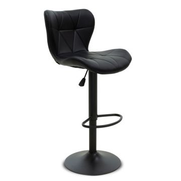 Scaun bar Coozy metal, reglabil pe inaltime, 47x45x90 cm - Negru