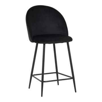Scaun bar cu funcție reglabilă Perch, Catifea, Metal, Negru, 50x43x99 cm