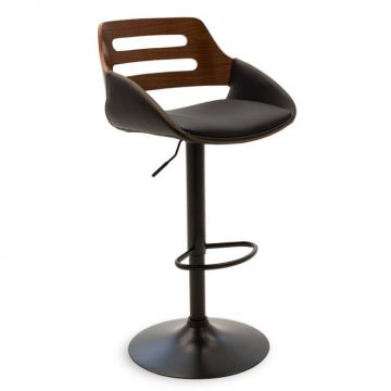 Scaun bar inaltime ajustabila, Model Fern, Negru, 51x51x89-108 cm