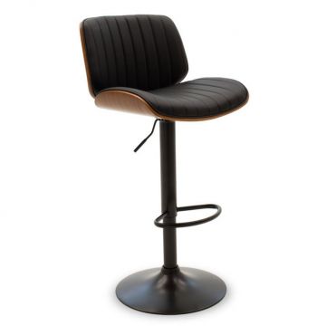 Scaun bar inaltime ajustabila, Model Fern, Negru/Wenge, 48x50x88-108 cm