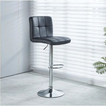 Scaun bar Joly, design minimalist, bază metalică rotativă, reglaj înălțime, eco-piele premium, Negru