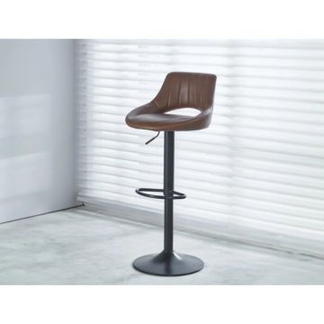 Scaun bar Lary, reglabil pe înălțime, design ergonomic, tapițerie eco-piele, 45x49x84-103 cm, Maro