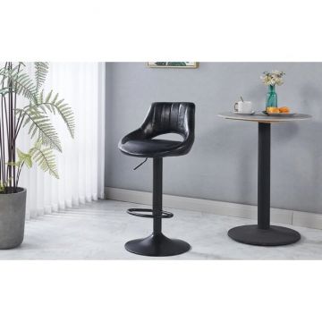Scaun bar Lary, reglabil pe înălțime, design ergonomic, tapițerie eco-piele, 45x49x84-103 cm, Negru