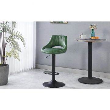 Scaun bar Lary, reglabil pe înălțime, design ergonomic, tapițerie eco-piele, 45x49x84-103 cm, Verde